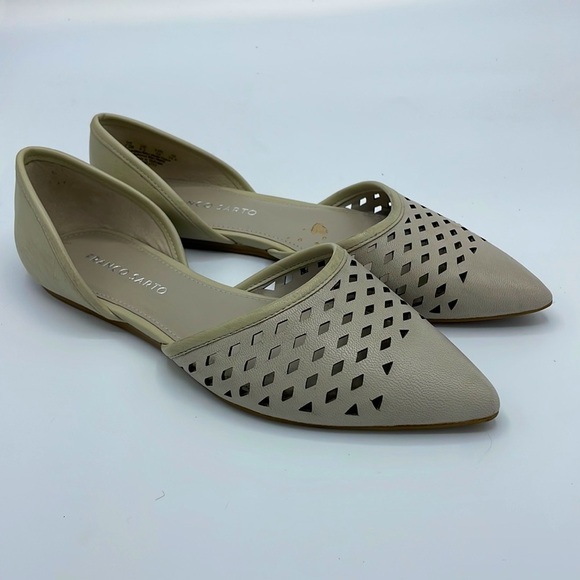 Franco Sarto Honesty 2 Pointed Toe Perforated Leather Two Toned Flats Size 7.5 - Picture 3 of 6